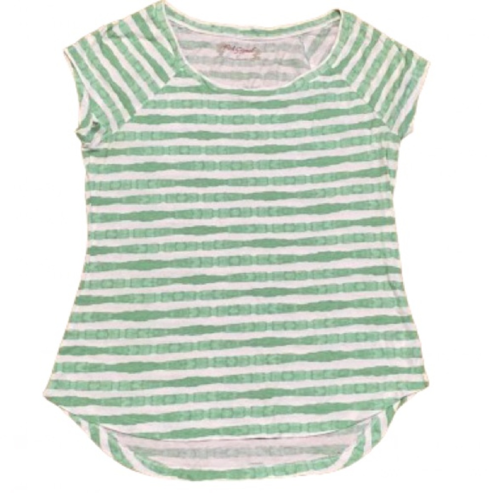 Red Camel Mint Green and White Stripe Shirt S